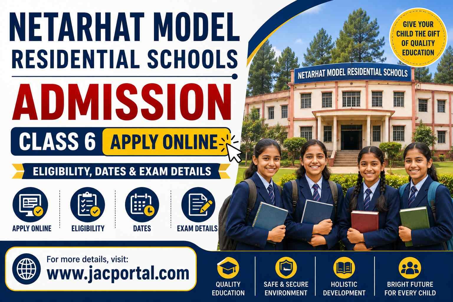 Netarhat Model Residential School Class 6 Admission 2026 [Apply Now]